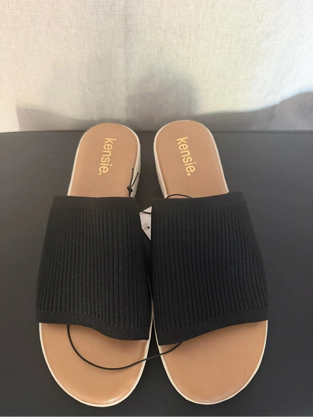 Kensie Ellie Black Knit Wedge Sandals Size 8 NWT